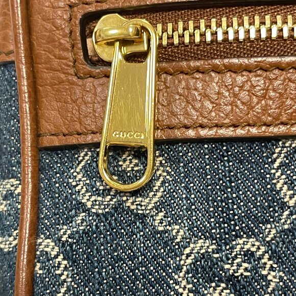 Gucci Ophidia Denim GG Monogram w/ Calfskin Leather Shoulder Bag - Preowned - Picture 8 of 15